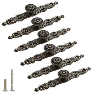 6PCS Antique Bronze Cabinet Pulls with Plate,6.5" Long Vintage Zinc Alloy Han...
